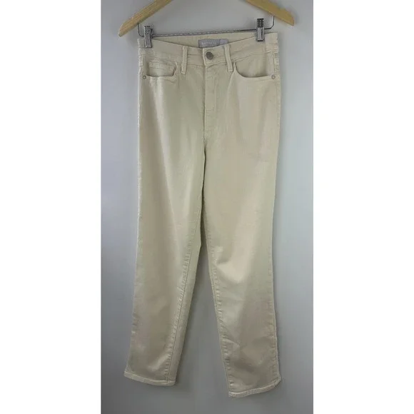 Athleta Sculpek Flex Straight Leg Ankle Jean High Rise Bone Yellow Cream Size 4 - Picture 2 of 15